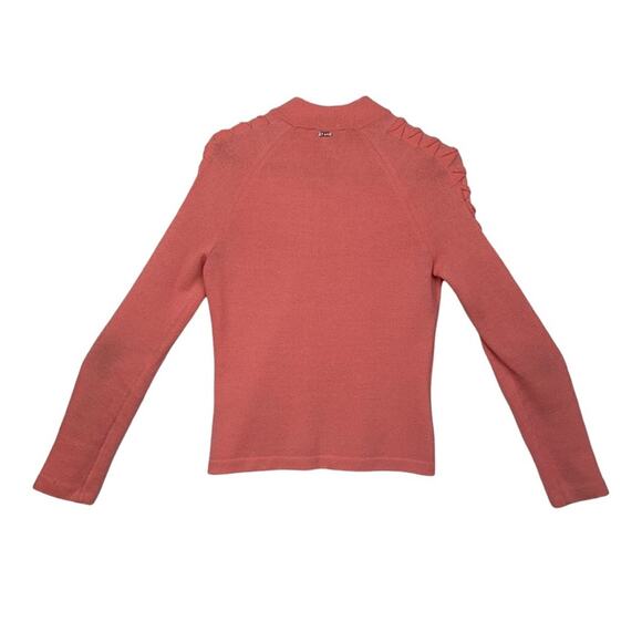 St John sport womens p small pink wool knit zip up braided sweater barbie vintag - Picture 2 of 13